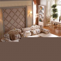 邦美居欧式L型沙发组合,实木雕花布艺沙发套装,A033植绒转角沙发