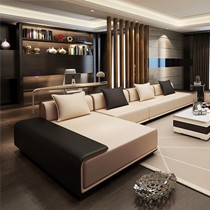 马氏皇皮布结合L型沙发,独立弹簧棉麻组合沙发椅,型号: 1003
