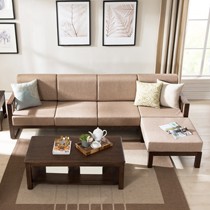 优木家具原木色L形沙发,橡木喷漆卯榫沙发组合,全拆洗布艺转角沙发