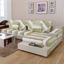 三只羊雪尼尔布艺沙发套,清新田园风条纹沙发罩,货号: XNe003