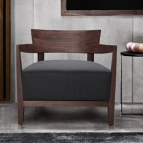 屋言现代简约沙发椅,LC-089曲木客厅家具,棉麻布艺单人椅实木框架