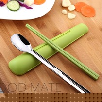 浅绿色arti art食用树脂便携式勺子筷子,一体式设计圆润边角便携式餐具,型号CARR010F