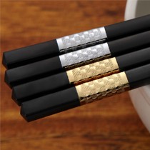 奢华金银色合金筷子套装,双枪KZ4062黑色抑菌耐高温礼品筷组合