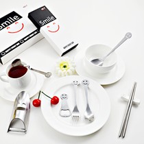 品构尚品品牌不锈钢便携式勺筷,可爱笑脸造型餐具,货号DT-1304