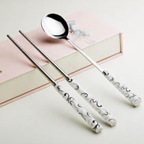 瑾瑜御瓷品牌浪漫印花勺筷套装,精美韩式陶瓷勺筷礼盒,货号: jyyc-64960012