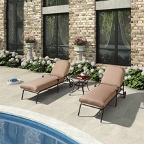 紫叶酒店铸铝躺床,可移动滚轮室外家具,可调档复古组合家具