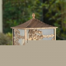 易普古典落地式庭院灯,古铜色迎客松柱头灯,型号MD131182