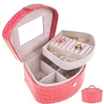 卡燕品牌佩戴镜子的时尚首饰盒,暗格收纳的首饰箱,货号pu020