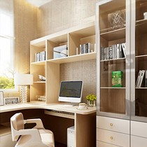 家泡泡转角书房空间定制,弧形书桌书柜组合套装,型号: DZ-SZ