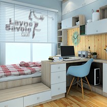 尚品宅配简约书房榻榻米定制,置顶柜吊柜搭配设计,型号: C23841