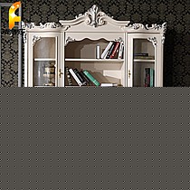 欧式书柜,欧式实木雕花书柜,实木书架推荐,四门简易书橱法丽莎法式A840