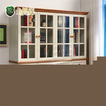 卡伊莲地中海榆木储藏四门书柜,美式白色书房书橱,型号: DSG01