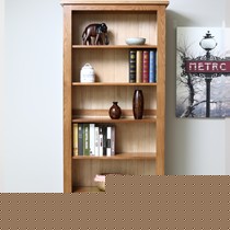 源氏木语美式白橡木书架,进口纯实木展示柜,型号Y0186