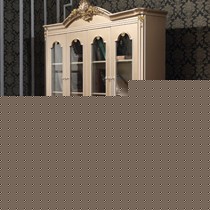 香槟土豪金书柜,法丽莎欧式四门书橱,立体雕花储物实木书架