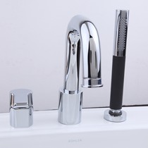 科勒单把双控冷热水龙头,简约设计银白色浴缸用龙头,铸铜主体陶瓷阀芯