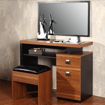 易构ZT1302D北欧多功能组装梳妆台,简约宜家胡桃木色板式梳妆柜