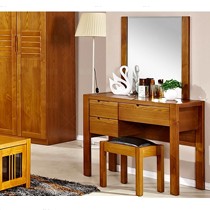 骆飞品牌水曲柳实木梳妆台,中式复古原木色环保化妆台,型号2D031