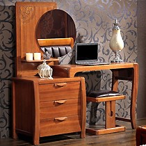 心居名家现代中式全实木梳妆台,可伸缩海棠木化妆台配妆凳,型号: 3101