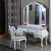 新古典雕花梳妆台,型号: F-04 白色银箔妆镜,梵可可烤漆桦木化妆桌