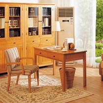 诺雅佳SF2-0005水曲柳宜家风格书桌,粗实桌脚带柔软座椅抛光拉槽背面书桌