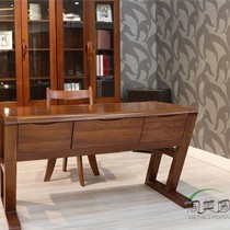 阁美圆216榆木实木中式风格电脑桌,带旋转实木椅子时尚书桌,移动机箱滑轨电脑桌