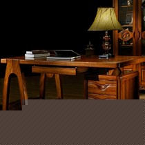 皇家匠人金丝柚木实木书桌,三层多功能组合抽屉设计,纯手工雕花装饰高贵典雅