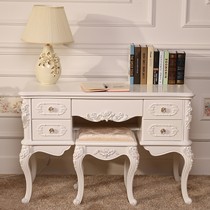 简雅佳家居环保板式烤漆书桌,法式田园多抽屉易清洁纯白学习桌,型号651