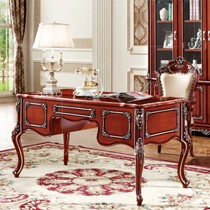 风华芝佳实木古典书房书桌,描金立体雕花华丽典雅写字台,货号MJB-9801