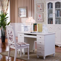 优家优乐家居多功能书桌,田园风组装电脑桌,奶白烤漆609平面书桌