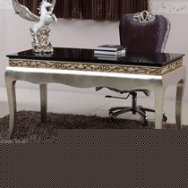 梵可可新古典实木书桌,电脑桌优雅香槟银烤漆的奢华气质,型号: YL-18