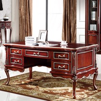 法莉娜家具橡胶木艺术书桌,描金雕花写字台,型号:528