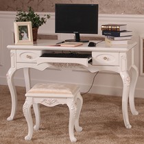 简雅佳松木电脑桌,617型号法式田园书桌,烤漆工艺精致雕花书桌椅组合