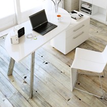 易构现代简约白色书桌,360°转角时尚电脑桌,高档烤漆写字台ST1303
