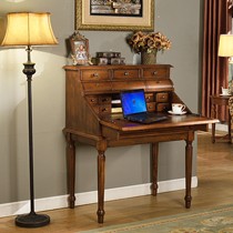 宜居良品橡胶木美式乡村电脑桌,钢琴造型超强收纳多功能书桌,货号TJB-9922