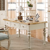 简约线条诗帝轩办公桌,白蜡木储物写字台,地中海951耐用实木书桌