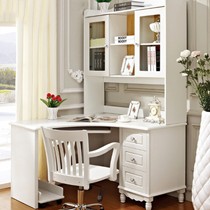 沃伦帝斯书房转角台式电脑桌,纯白色组装型储物书桌,型号: 218
