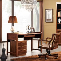 简约中式实木书桌,自由巢胡桃实木办公桌,环保健康书房写字台S9203A
