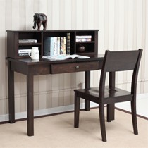 阿纳尼实木书桌柜组合,水曲柳黑胡桃1斗书桌椅组合,型号: A8182