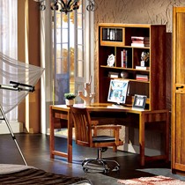 DOJUS度假式实木书桌书架组合,多功能转角书桌架,型号: 6E02D