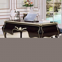 百家惠欧式橡木书桌,H11全实木书桌椅组合,纯手工雕刻花纹电脑桌