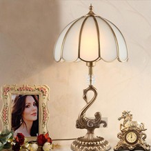 龟兔优质铜艺台灯, T8205-1天鹅造型底座灯饰,美式乡村客厅创意台灯