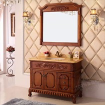 美琦欧式橡木落地式浴室柜组合,0391系列大理石雕刻储物洗漱台