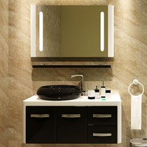 法瑞达品牌F6611型号的现代浴室柜组合,陶瓷实木洗手盆柜组合