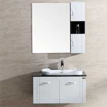 美伦艾特挂墙式浴室柜,多隔层纯实木橡木浴室墙柜,黑白镜面柜