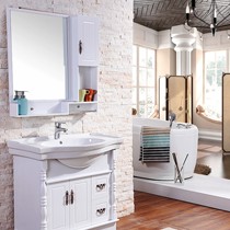 沐良白色落地洗手盆柜,陶瓷浴室柜组合, ML1619型号台盆