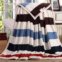 玉沙品牌加厚双层法兰绒毛毯,秋冬单人卡通毛毯,简约保暖透气盖毯