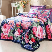 水星家纺拉舍尔毛毯,欧式古典花卉毯子印象睡莲,舒适细腻加厚保暖冬毯