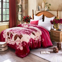 南极人纯天然印染婚庆毯,高支高密工艺毛毯,双层加厚设计印花毯子