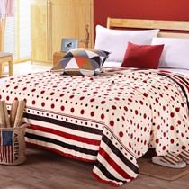 圆点设计米黄空调毛毯,自动控温法兰绒毯,俞兆林缝纫工艺四季毯子