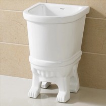 惠鹏卫浴现代简约纯白陶瓷拖布池,狮身手动下水拖把池,型号: 429